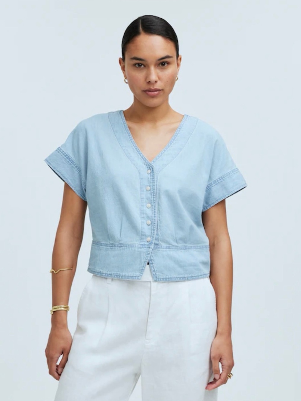 Madewell Pleated Short Sleeve Top | Size XS
